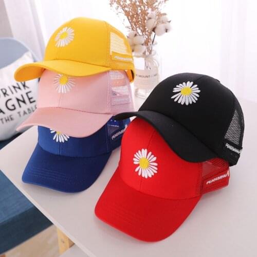 Summer Child Baseball Cap 2 To 6 Years Little Daisies Embroidery Hip Hop Kids Hats Boys Girls Caps Snapback Mesh Hat