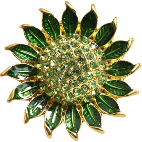 Brilliant Romantic Sunflower Brooch Created Crystal Pin Gift For Women Girls