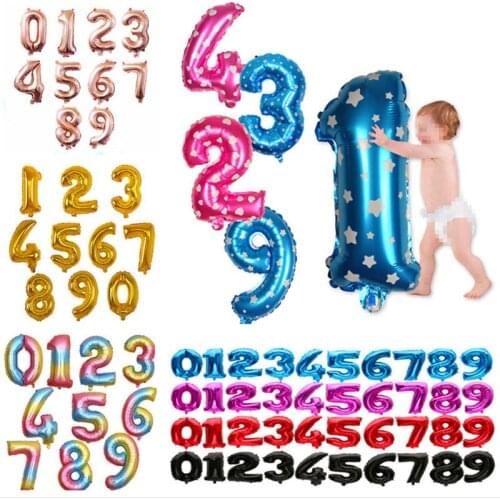 32 40 inch Black Rose Red Number Balloons 0-9 Digit Helium Foil Balloons For Wedding Party Birthday Decorations Air Balls Toys