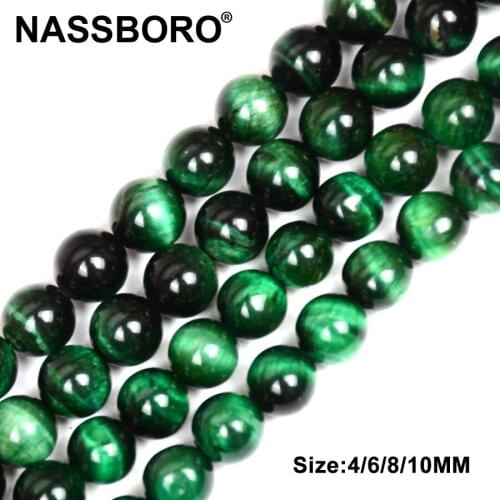 Natural Stone Beads Green Tiger Eye Charm Spacer Stone Beads for Jewelry Making Necklace Bracelet Diy Bead Needlework NASSBORO