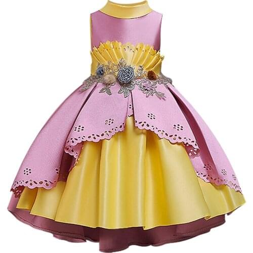 Flower Girl Wedding Party Bridesmaid embroidery high Collar Tuxedo Girl Birthday Party official communion dinner Tuxedo