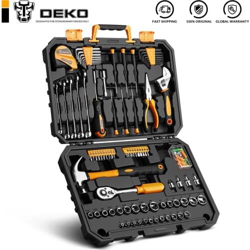 DEKO DKMT128 Socket Wrench Tool Set Auto Repair Mixed Tool Combination Package Hand Tool Ki