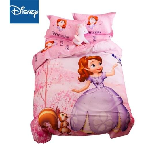 Disney cartoon sophia bedding set for girls bed decor cotton sanding duvet covers queen size bedspread kids bed clothes 4 pcs