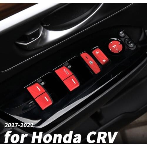 For Honda CRV CR-V 2017 2018 2019 2020 2021 Car Glass Switch Button Stickers Door Armrest Button Metal Decoration Accessories