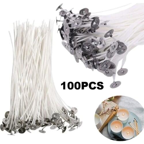 100 Candle Wicks Smokeless Pure Cotton Butter Wick 2.5/9/12/15/19 Cm for DIY Candle Making Pre-waxed Wick Party Supplies