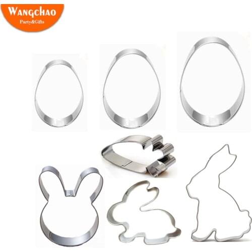 7 Shapes Rabbit Eggs Radish Stainless Steel Mold Easter Egg Mold Kitchenware 3D Cookie Cutter DIY Baking Decor Modelling Tools