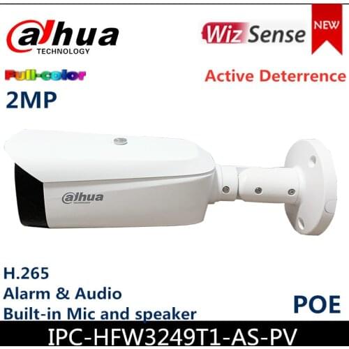 Dahua 2MP IP Camera Full-color POE Camera IPC-HFW3249T1-AS-PV Active Deterrence Fixed-focal Bullet WizSense Network Camera