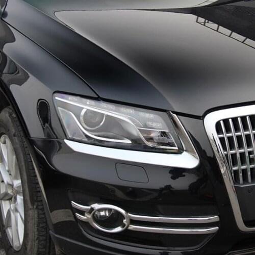 YAQUICKA Chrome ABS Car Front Headlight Lamp Eyelid Eyebrow Cover Trim Strip Styling For Audi Q5 2009 2010 2011 2012 Accessories