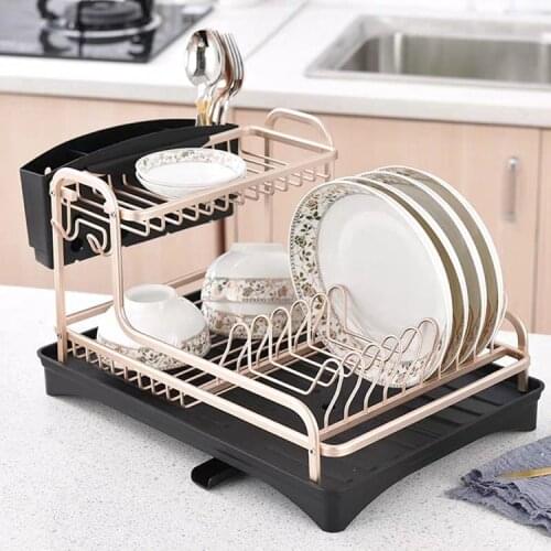 Stainless Aluminium Dish Drying Rack Kitchen Organizer Drainer Plate Fork Holder Storage Shelf Sink Accessories Drain Stand