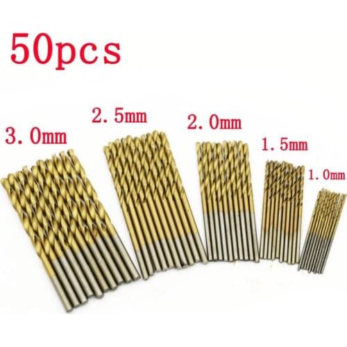 New 50Pcs/Set Twist Drill Bit Set Saw Set HSS Titanium Coated Drill Woodworking Wood Tool 1/1.5/2/2.5/3mm For Metal hot