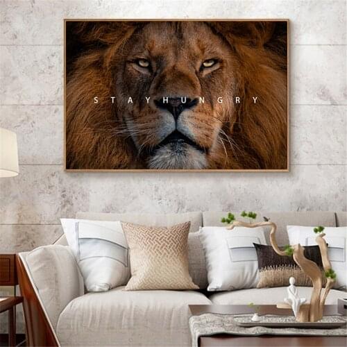 Lion Animal Canvas Posters Motivational Quotes Wall Art Prints Painting Nordic Style for Living Room Home Decoration Unstretched