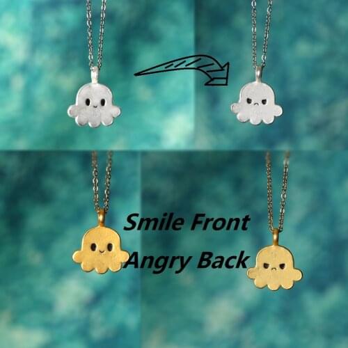 Plush Reverse Octopus Happy&Annoying Mom&Daughter Pendant Necklace Jewelry Version 46cm chain