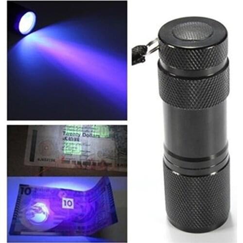 Mini 9 LED Ultra Purple UV Blacklight Black Red Portable Flashlight Torch Light Lamp Hunting Camping Lamp