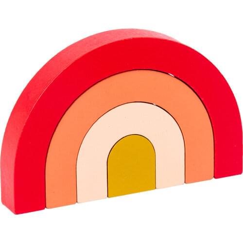 Rainbow Wooden Toy Jigsaw Puzzles Nordic Style Baby Room Window Ornaments Stacking Blocks Educational Toys for Children 3 Years