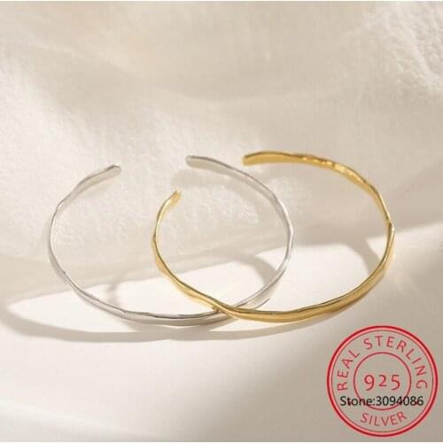 925 Sterling Silver Irregular Smooth Open Bangle Bracelet For Women Men Temperament Jewelry Gifts Wholesale S-B536