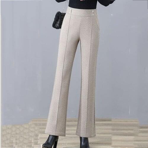 Woolen Pants Women Harem Pencil Pants 2021 New Autumn High Waisted Casual Boot Cut Suit Pants Office work Lady Women Trousers