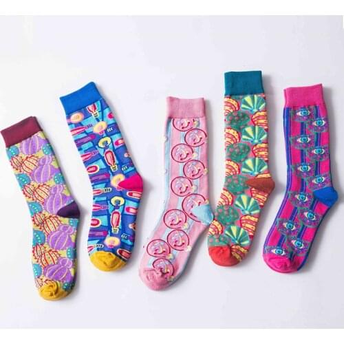 Funny Socks Men Unisex Designer Womens Cotton Print 5-Color Shell Cactus Eyes Cartoon Pattern Fashion Hip-hop Street