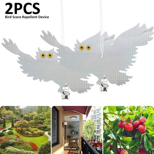 Owl Shape Discs Reflective Bird Control Scare Device Laser Owl Bird Repellent Fake Owl Scares Bird Pigeons Woodpecker Repellent