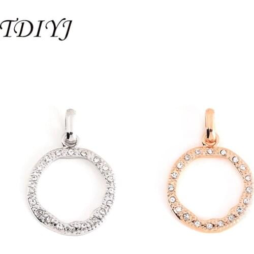 TDIYJ Newest Cleo Jewelry 19mm Round Open CZ Pendant Crystal Dangle for Women Choker Necklace 6Pcs/lot