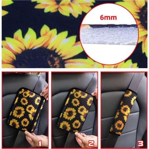 Universal Cute Cartoon Sunflower Shoulder Pad Cover Car Safety Seat Belt Shoulder Pads Protection Safety Belts Support