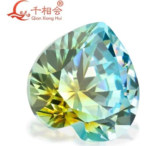 Heart shape princess cut cubic zirconia special color one-time forming multi color cz loose stone