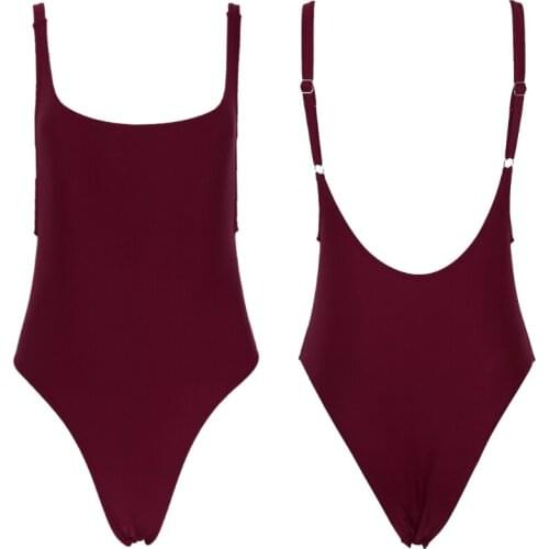 Women Sexy Push Up One-piece Backless Solid Retro Triangle Swimsuit Swimwear