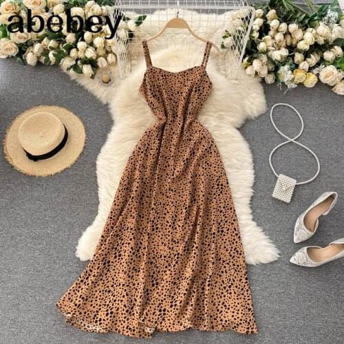 Women Floral Strap Dress Korean V Neck Sleeveless Backless A-line Dresses Summer Boho Print Ruched Ruffles Beach Dress