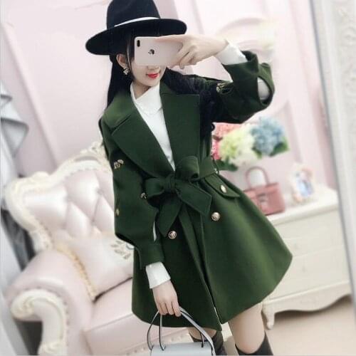 Winter Woolen Coat Women Clothes New 2021 Winter Women Woolen Jacket Long Slim Thick Warm Coats Female Jackets Army Green