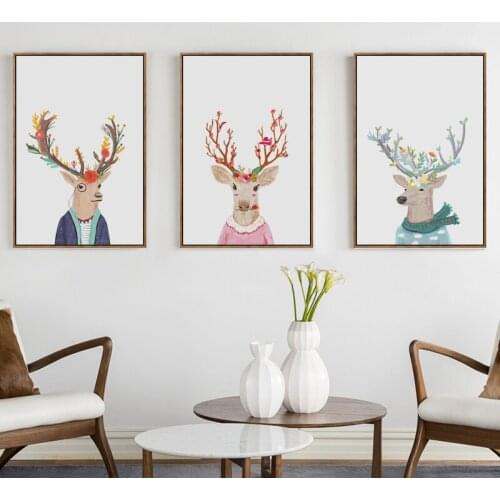 07G Fashion Animal Deer Hippie Similar Person A4 A3 Canvas Art Painting Print Poster Picture Wall Bedroom Home Decoration Murals