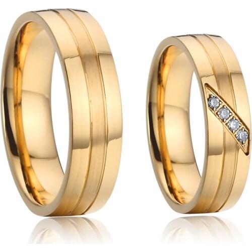 1 Pair Lovers Alliance 14k gold plated mens rings wedding bands promise proposal ring for couples men and women