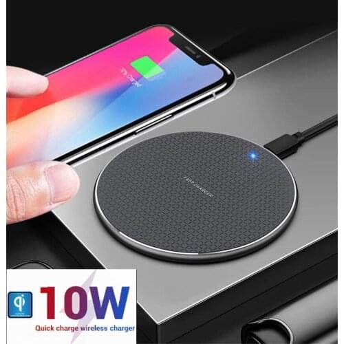 10W Ultra thin metal Qi Wireless Fast Charger quick Charging Mat Pad With led display Light For SamSung Galaxy iphone huawei