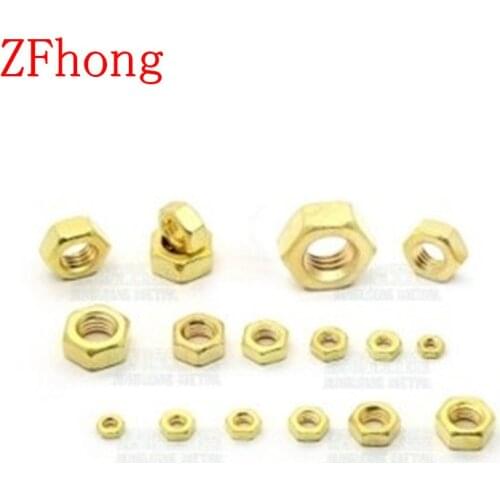 1000PCS BRASS Nut M1 M1.2 M1.4 M1.6 M2 M2.5 M3 M4 M5 M6 DIN934 Brass Hex Nut Metric Thread