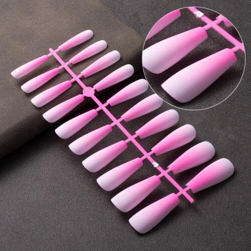 20 pieces of easy packing frosted gradient false nails ballet armor strip false coffin nail wear resistant false nails