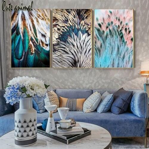 3 pcs abstract feather wall color art 5D DIY Diamond Embroidered Full Square drill Diamond Mosaic Decoration Diamond Painting