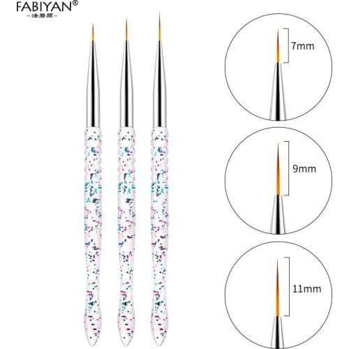 3Pcs 7/9/11mm Nail Art Liner Brush Painting Flower Drawing Detailing Lines Grid Stripe Manicure UV Gel Pen DIY Tips Design Set