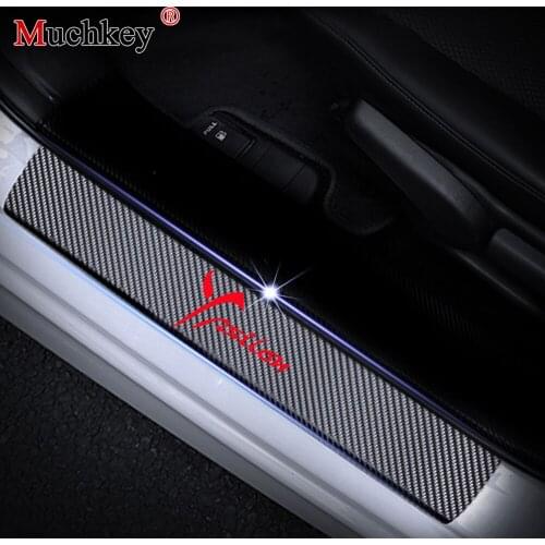 4Pcs Car Door Sill Plate 4D Carbon Fiber Vinyl Stickers For Lancia Flavia Ypsilon Door Sill Decoration Scuff Plate Auto Part