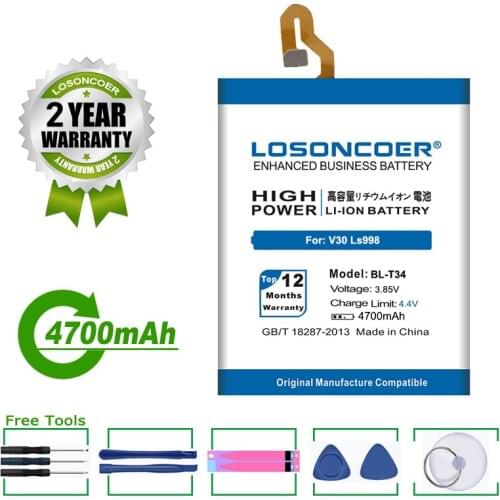 LOSONCOER Battery 4700mAh BL-T34 For LG Sprint V30+ LS998 V30 V30A H930 H932 Mobile Phone Battery in stock