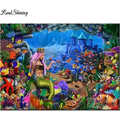 Diy Diamond Paintings Mermaid Beauty Undersea Coral Castle Diamond Pattern rhinestones Diamond Mosaic Home Decoration F234