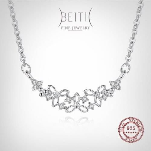 Beitil Clear Zircon Irregular Geometric Design Pendant Necklace For Women Classic 925 Sterling Silver Fashion Jewelry