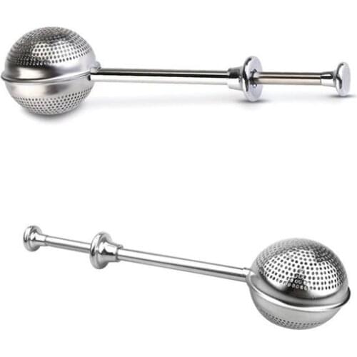 Tea Strainer Ball Push Tea-Infuser Loose Leaf Tool Herbal Teaspoon Filter Diffuser Home Kitchen Bar Drinkware SN958