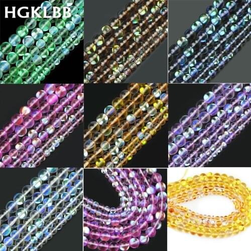 HGKLBB Multicolor Labradorite beads 6/8/10MM Flash Shimmer stone Round Loose beads for jewelry making bracelets Necklace DIY