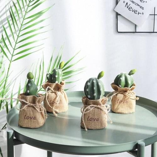 Simulation cactus plants potted love letters linen small clear desktop furnishing articles Chinese valentines day gift