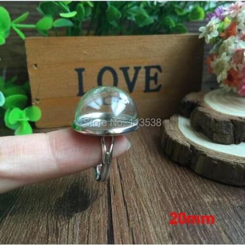 Best selling Free Ship! 20sets/lot half ball 20mm Glass Bubble &20mm Ring blank set DIY glass dome glass cover vials ring
