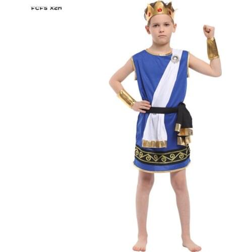 Boys Greek mythology Olympus God Zeus Cosplay Kids Children Halloween King Costumes Carnival Purim parade Masquerade Party dress