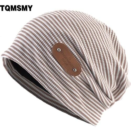 TQMSMY Fashion Beanies Men Women Soft Knitted Striped Hats Unisex Bonnet Caps Spring Autumn Casual Skullies Gorras TME223