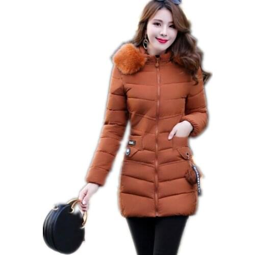 Fashion Hooded Fur Collar Winter Women Parkas 2018 New Medium-Long Winter Jackets Women Slim Thicken Cotton-Padded Parkas Q867