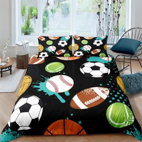 Cartoon Football Bedding Set Sports Modern 3D Print Comforter Luxury Queen King Single Size Duvet Cover Set Home Textile Decor
