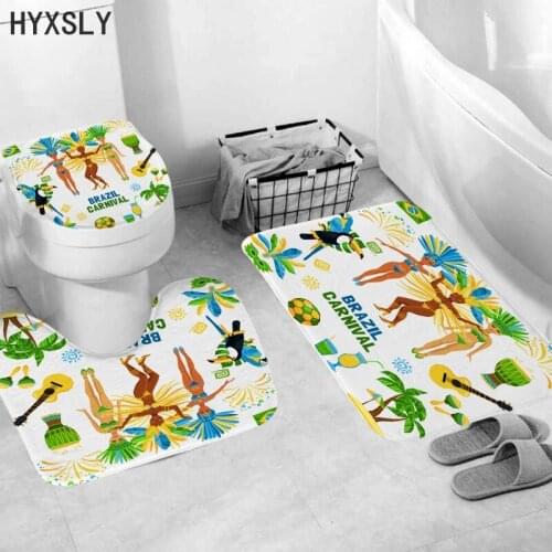 Kitchen 3Pcs Mat Set Primitive Tribe Print Bathroom Carpet Non-slip Bath Mats Toilet Floor Carpet Memory Foam Bath Cover Textile
