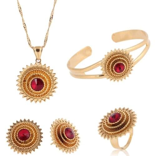BangruiEritrea Dubai indian arabic gold jewelry Set Ethiopian gold Nigerian wedding african beads jewelry set ethiopian