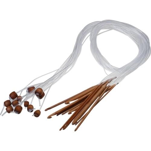 Natural Bamboo Flexible Afghan Tunisian Carpet Crochet Hooks Needles At Random 130cm, 1 Set(12 PCs/Set)
